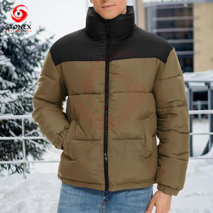 Custom Hot Sell Striped Ribbed Puffer <b>Jacket</b> <b>Men</b> <b>Long</b> Sleeves Unisex Puffer <b>Jacket</b> - Product Image 2