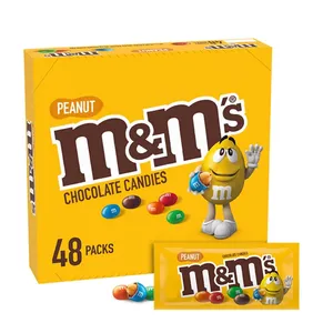 M&MS Peanut Milk Chocolate, Delicious M&Ms Candy for Kids and Grownups, full Size 1.74 oz, 48 Count Pack, Best Bulk Price