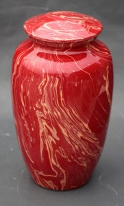 Urna Funeraria de Aluminio Hecha a Mano para Cenizas Humanas, Urna Conmemorativa Grande para Adultos, Urna de Metal Artesanal con Remolino Rojo para Entierro - Product Image 3