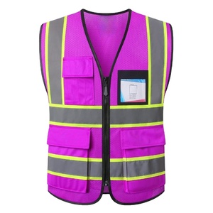 Custom Printed Hi Vis Traffic Safety <b>Vest</b> <b>Personalised</b> Polyester Hi Vis <b>Vest</b> with Zipper Front Water Proof Custom Logo Support - Product Image 1
