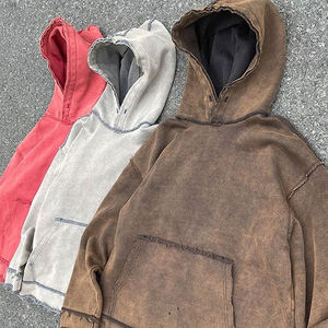 Sudadera con capucha unisex extragrande lavada con ácido, sudadera de algodón holgada vintage con diseño desgastado bordado para la temporada de otoño - Product Image 4