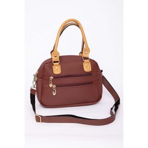Bolso de mano y hombro con cremallera y múltiples compartimentos, color burdeos, accesorio de ropa - Product Image 1