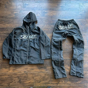 Ensemble de survêtement décontracté pour homme, coupe-vent, 2 pièces, avec veste zippée intégrale et pantalon à taille élastique pour un usage quotidien - Product Image 2