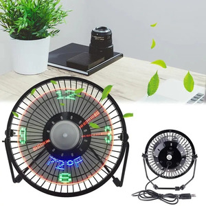 Desk Fan with <b>LED</b> Light, USB, <b>Clock</b> and Temperature Display, 18cm, Plastic, 3 Assorted Colors - Product Image 3