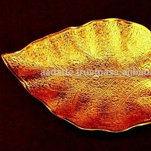 Vente en gros Plateau design feuille couleur or Plateau décoratif de cuisine pour mariages et cadeaux de retour - Product Image 3