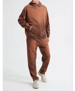 Sweat-shirt avec fermeture éclair solide personnalisé pour l'hiver Ensemble pantalon de survêtement à capuche avec lavage acide Survêtement évasé pour hommes femmes 2026 - Product Image 1