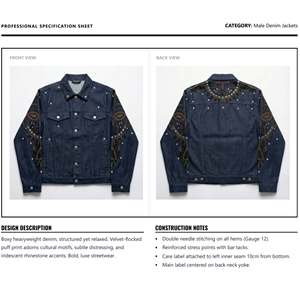 Veste en jean coupe-vent écologique personnalisée pour homme, style Y2K, imprimé bouffant, coupe ample, streetwear, fabrication d'usine, fournisseur OEM - Product Image 6