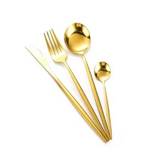 Diseño minimalista chapado en oro brillante impresionante cubiertos juegos de cubiertos atractivo centro de mesa Mesa cena cubiertos utensilios - Product Image 6
