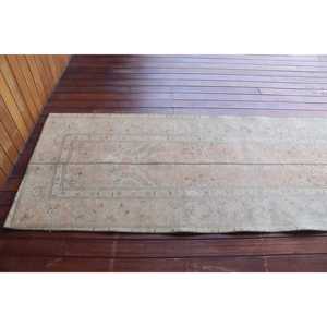 Alfombra Turca Vintage, Alfombra de Pasillo de 3x8.7 pies, Alfombra Ikat Gris Marrón - Product Image 3