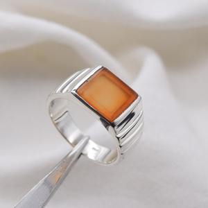 Mejor diseño hecho a mano anillo joyería sólida plata esterlina 925 cornalina piedra preciosa clásico 925 sello anillo de plata esterlina joyería - Product Image 5