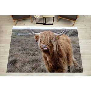 Alfombra de ganado de las Tierras Altas escocesas: decoración antideslizante para cocina/baño, alfombra fina no tejida - Product Image 1