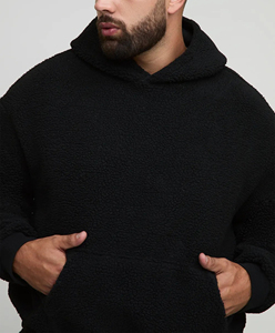 ชุดวอร์มผู้ชายผ้าเชอร์ปาขนแกะเนื้อนุ่ม น้ำหนักปานกลาง ผ้าฝ้าย 100% สำหรับฤดูหนาว คุณภาพพรีเมียม พิมพ์โลโก้ตามสั่ง เสื้อฮู้ดแบบสวม 2 ชิ้น - Product Image 2