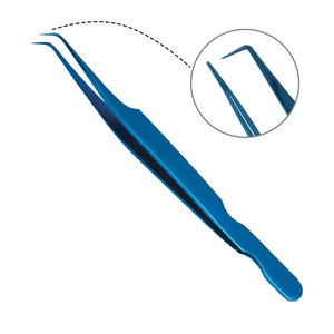 Pinzas profesionales para pestañas, Punta puntiaguda, pinzas para pestañas de belleza de acero alemán con revestimiento de titanio azul Curvo - Product Image 3