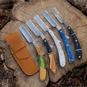 Maquinilla de afeitar recta personalizada de acero de Damasco hecha a mano, regalo de padrino de boda, hoja de peluquero clásica lista para afeitar para hombres, Acción de Gracias - Product Image 1