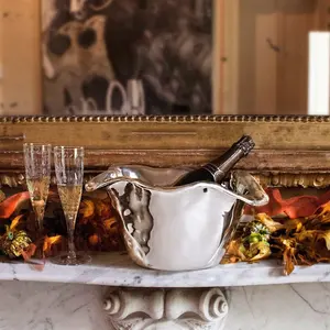 Premium Designer <b>Wine</b> Cooler Double Wall Aluminum Restaurant Antique Metal Ice Tub Handmade 5L Capacity Party Use Zahid Exports - Product Image 4