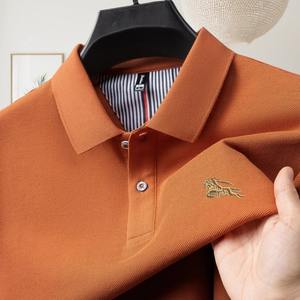 Polo de Primavera para Hombre, 100% Algodón, Tejido de Sarga, Manga Corta, Transpirable, Absorbente de Sudor, Bordado, Informal y Elegante - Product Image 4