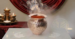 Phong cách cổ tay nổi đồng lota kalash nồi với Om swastik thiết kế poojan mục đích drinkware cho Ayurveda chữa bệnh - Product Image 6