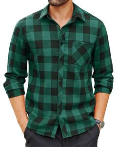 Chemise en flanelle à carreaux vert et noir sur mesure pour homme, manches longues, boutonnée, décontractée, chaude, avec poche poitrine, fournisseur OEM sur mesure - Product Image 1