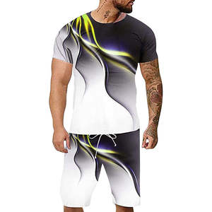 Conjunto corto de 2 piezas para hombre personalizado con tira lateral conjuntos de pantalones cortos para hombre con logotipo personalizado estampado % 100 algodón pesado GSM - Product Image 1