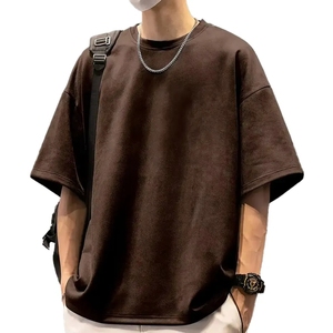 เสื้อยืดโอเวอร์ไซส์ผู้ชาย ผ้าฝ้าย 100% ทรงบ็อกซี่ ไหล่ตก พิมพ์โลโก้ได้ สไตล์สตรีทแวร์ ไซส์พลัส ดีไซน์เรียบง่าย ผ้าแคนวาส 240 กรัม - Product Image 1