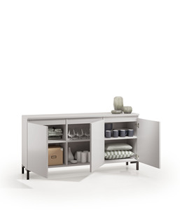 Terraneo Large Modern Wood <b>Sideboard</b> with Three Doors and Ample <b>Storage</b> Space for Dining Room and Living Room - Product Image 2