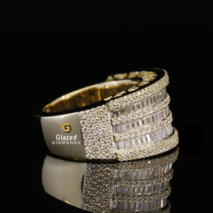 Bague tendance en argent sterling 925, hip-hop, brillant, taille baguette, 4 carats, diamants de laboratoire, sertis en canal, plaqué rhodium - Product Image 5