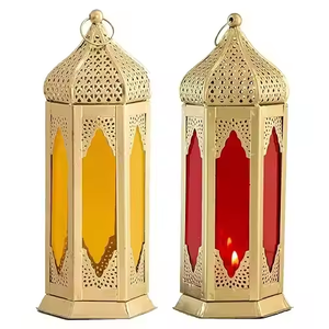 Lanternes d'église décoratives Lanternes à bougie en métal vintage pour événements intérieurs et extérieurs, fêtes et mariages avec design suspendu - Product Image 1