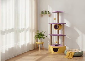 "High-quality premium scratching <b>post</b> with a rattle toy by Amistar for cats and kittens of all sizes and ages." - Product Image 5