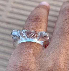 Natural <b>Crystal</b> Quartz Gemstone Hand Carved Beautiful Design <b>Ring</b> Statement <b>Ring</b> <b>Crystal</b> Quartz Jewelry - Product Image 5