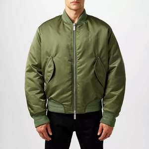 Custom Logo OEM Autumn Workwear <b>Fabric</b> Loose Fashion Brown Black Short <b>Retro</b> Outwear Vintage Bomber Jackets for Men - Product Image 3