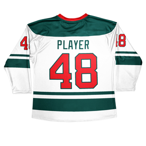 Maillots de hockey sur glace sublimés à col en V avec nom et numéro en sergé personnalisés à bas prix uniformes de hockey sur glace personnalisés - Product Image 2