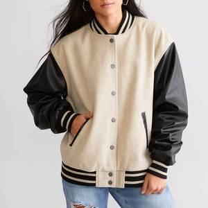 Chaqueta universitaria de gran tamaño para mujer, abrigo con letras de béisbol a la moda, logotipo personalizado, estilo universitario, prendas de vestir exteriores informales para ventas al por mayor - Product Image 2