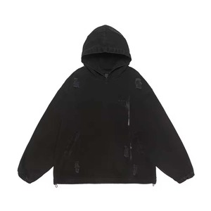Fabricants de vêtements, sweat-shirts à capuche personnalisés avec applique papillon lavée, sweat-shirts à capuche grande taille pour hommes, sweat-shirts pour hommes - Product Image 2
