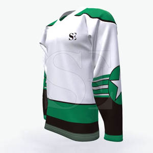 Jersey de hockey sobre hielo verde y blanco personalizado 2025 para hombres y jóvenes auténtico nombre y números cosidos Diseña tu propia ropa de hockey - Product Image 3