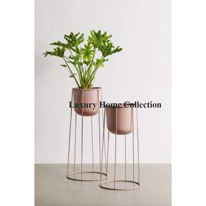 ที่วางกระถางต้นไม้เคลือบผงสีโรสโกลด์หรูหราพร้อมที่โชว์และกระถางสำหรับตกแต่งบ้าน - Product Image 2