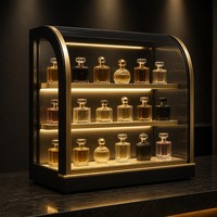 Vitrine de présentation de parfums sur mesure noir mat et or, conçue par des experts pour les boutiques de parfums - Vente directe usine - MOQ 1 pièce