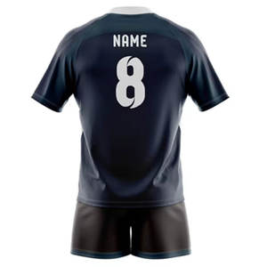 Conjunto de uniforme de rugby para hombre, tela elástica, ajuste cómodo, secado rápido, camiseta de manga corta y pantalones cortos para partidos de equipos de club - Product Image 2