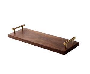 Plateau de service rectangulaire marron antique fait à la main plateau en bois de manguier personnalisé de taille moyenne de style moderne pour la maison et la cuisine - Product Image 4