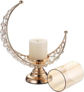 Portavelas de Metal de cristal con forma de media luna de Color plateado de diseño exquisito para bodas y eventos, decoración de mesa, superventas - Product Image 6