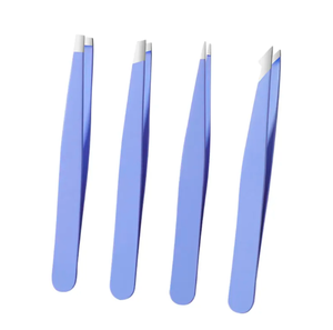Hot Sale 4pcs Lightweight Reusable Slanted Tip Stainless Steel Volume Eyelash Eyebrow Tweezers Beauty <b>Makeup</b> <b>Tool</b> for Eyebrow - Product Image 1