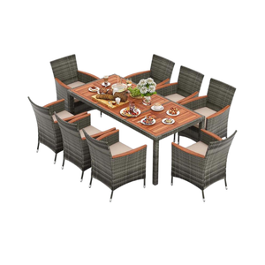 Modern Design <b>Dining</b> Set of 8 Chairs Steel Frame <b>Other</b> Outdoor <b>Furniture</b> Pe Rattan <b>Dining</b> Set 8 Seaters Phu Linh Manufacturer - Product Image 1