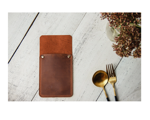 Vente chaude Porte-cuillère en cuir Fourchette Couteau Cuillère de service Ensemble de couverts avec étui en cuir avec produit en vente - Product Image 3