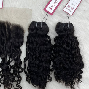 Prix usine 10 pouces noir vietnamien Remy Extensions de cheveux Super Double dessiné romantique bouclés Machine trame de haute qualité humaine - Product Image 1