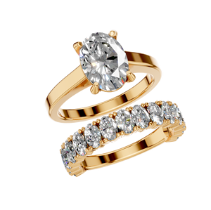 ชุดแหวนแต่งงานสำหรับผู้หญิงประดับเพชรสีทอง14k ประดับห้องแลปเพชรสวยงามหรูหราผลิตจากอินเดีย - Product Image 6