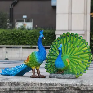 Garden Peacock Statue Decoration Animal Fiberglass Sculptures Giant Peacock Sculptures For Display