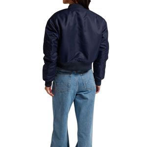 Blouson bomber court pour femme en satin tissé, fermeture éclair, veste d'extérieur, manteau court tendance pour femme, logo personnalisé, streetwear - Product Image 2