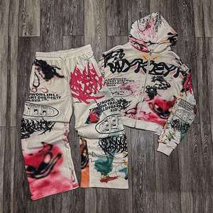 Ensemble survêtement homme 2026 de qualité supérieure, nouveau, personnalisé, avec sweat à capuche zippé et pantalon, imprimé personnalisé délavé à l'acide, style baggy - Product Image 2