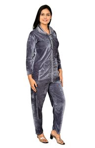 Women's Zipper hoodie and trouser set Pocket <b>Jacket</b> <b>Velvet</b> Jogging Suit Velour Tracksuits Women Two Piece Set wholesale - Product Image 4