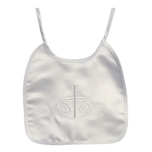 Bébé filles garçons personnalisé blanc brodé croix bavoirs de baptême en coton OEM ODM approvisionnement - Product Image 3