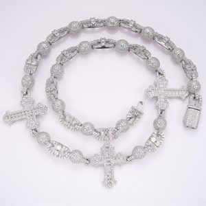 Colliers de luxe Hip Hop en diamants VVS, chaînes en argent S925, chaîne cubaine personnalisée avec croix, bijoux plaqués or pour hommes, pour mariage - Product Image 1